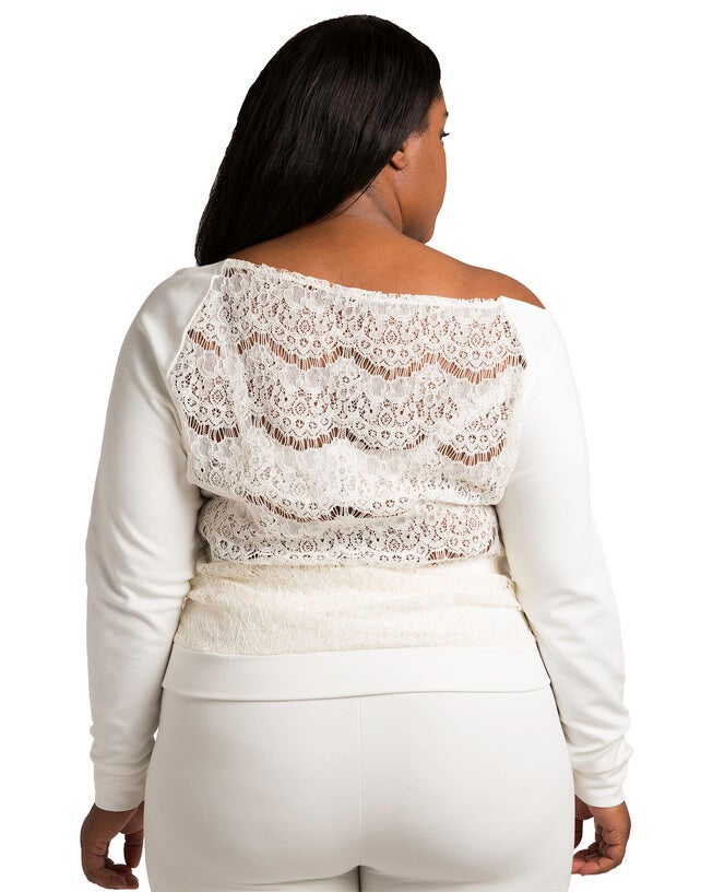 Nia Boatneck Pullover With Ponte Sleeves, IVORY / Ivory, alternate image number 2