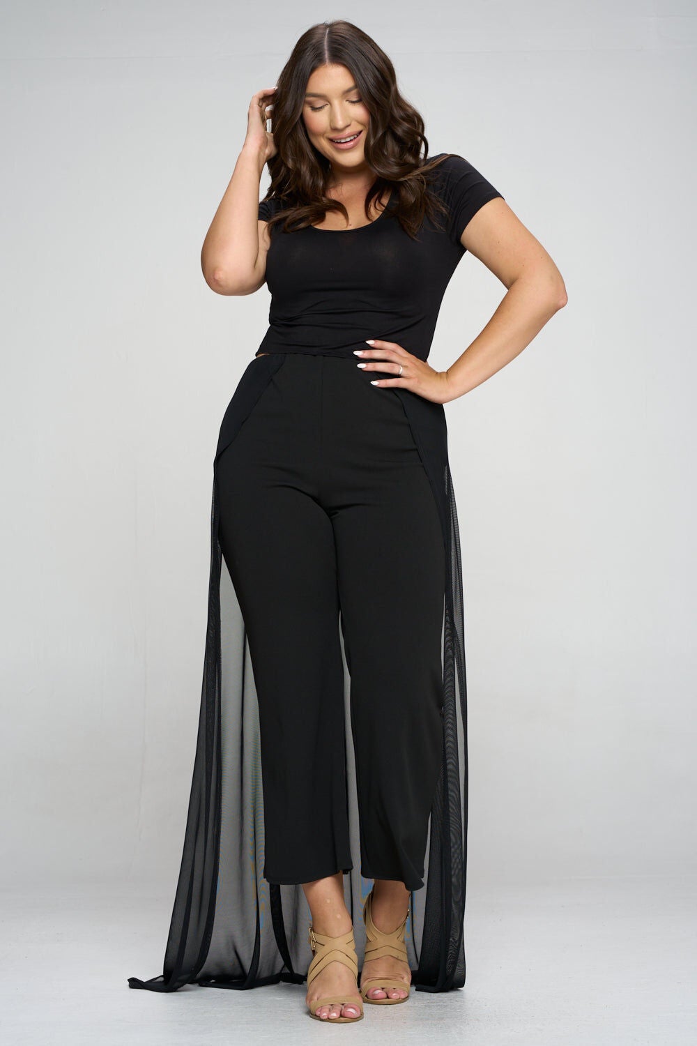 WALK THROUGH MESH PANTS, Black / Black, alternate image number 2