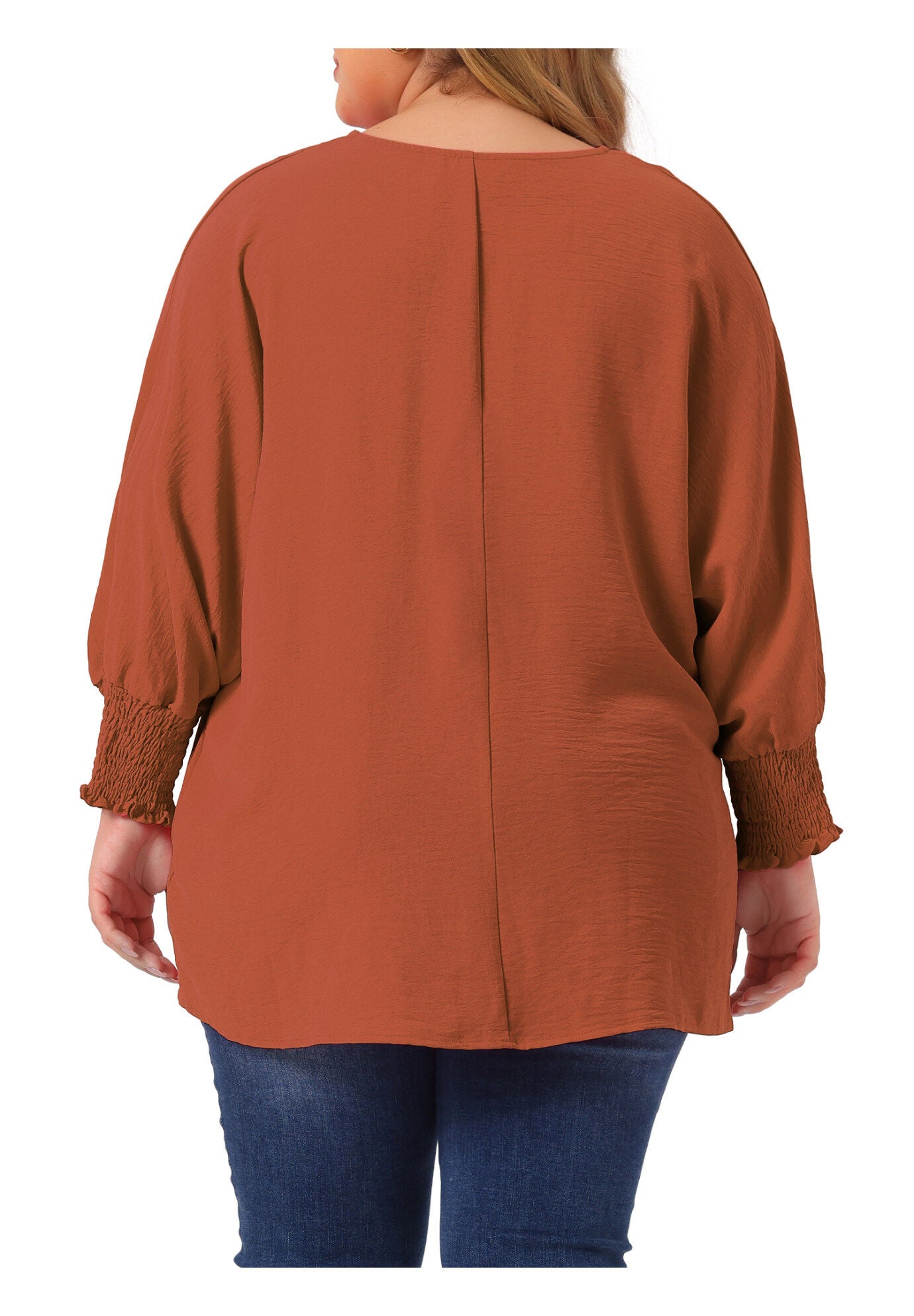 Chiffon Top Batwing Ruffle Long Sleeve Loose T-Shirt Blouse, Caramel / Brown, alternate image number 3