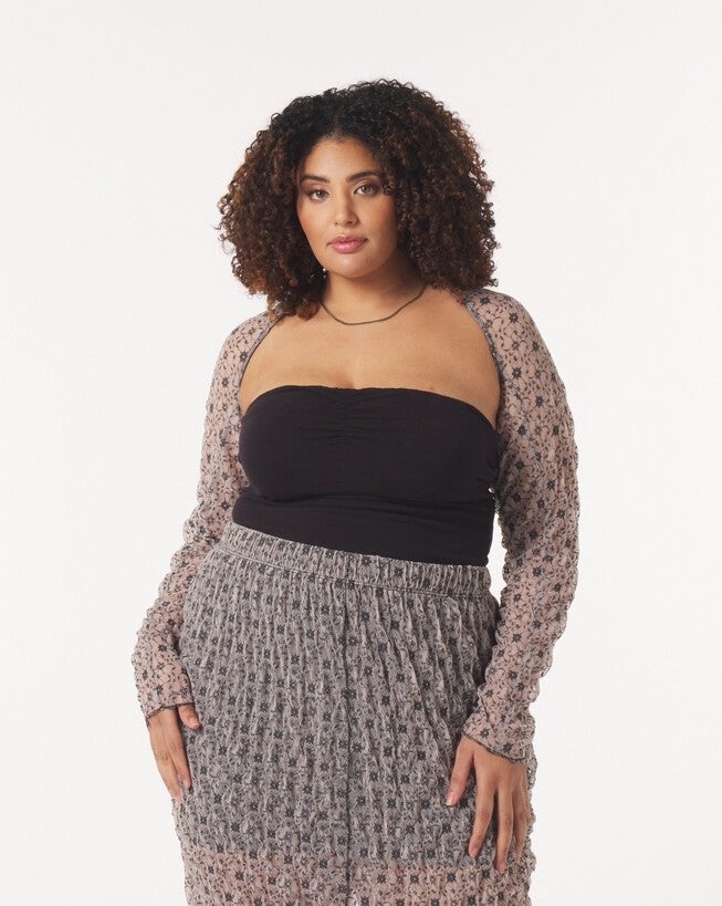 India Shrug in Lace Mesh, Lace Mesh / Black, alternate image number 2