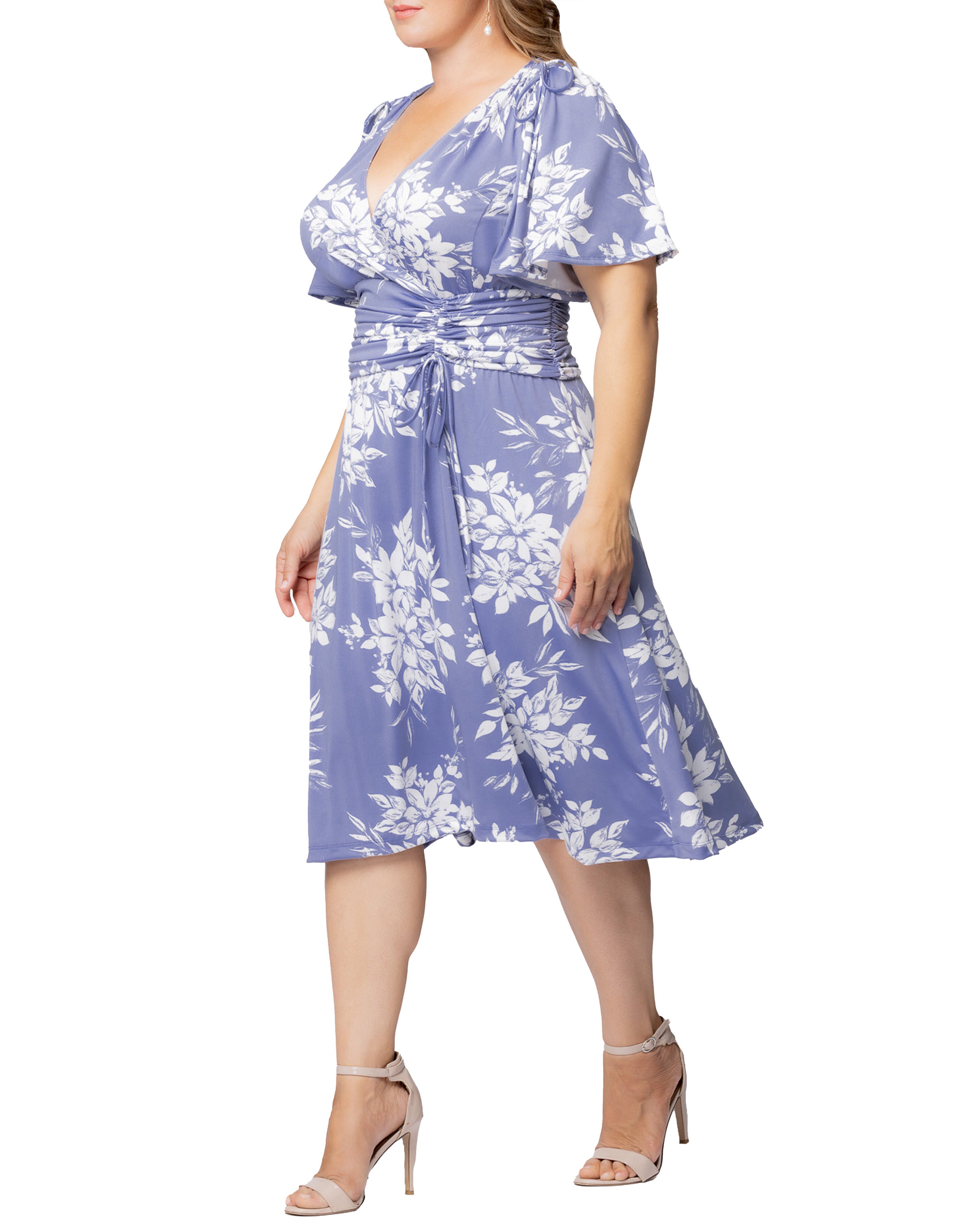 Jemma Ruched Tie Dress, MISTY LAVENDER FLORALS / Periwinkle, alternate image number 3