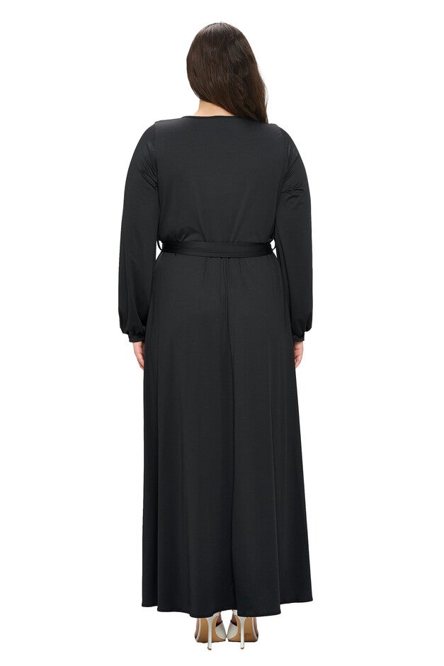 ESPINOZA SURPLICE MAXI DRESS, Black / Black, alternate image number 2
