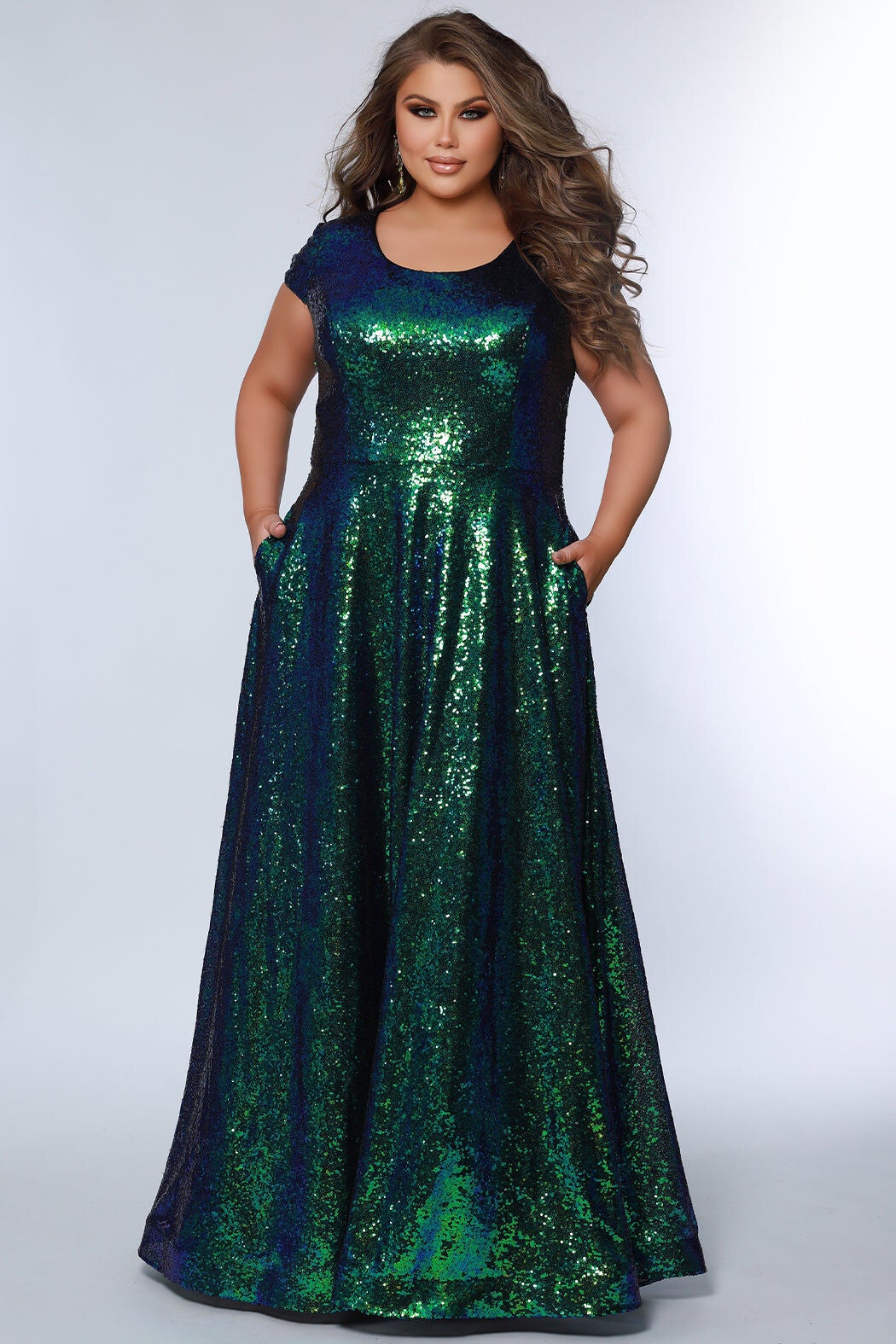 CAP IT OFF FORMAL DRESS, Peacock / Royal Blue, hi-res image number 0