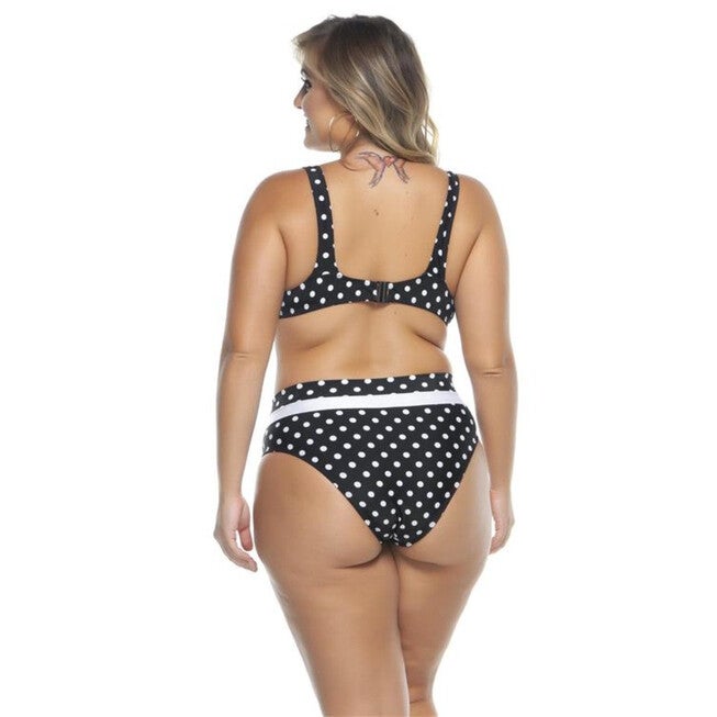 Wide Side Two Colored Bikini, White Dolt / Black, alternate image number null