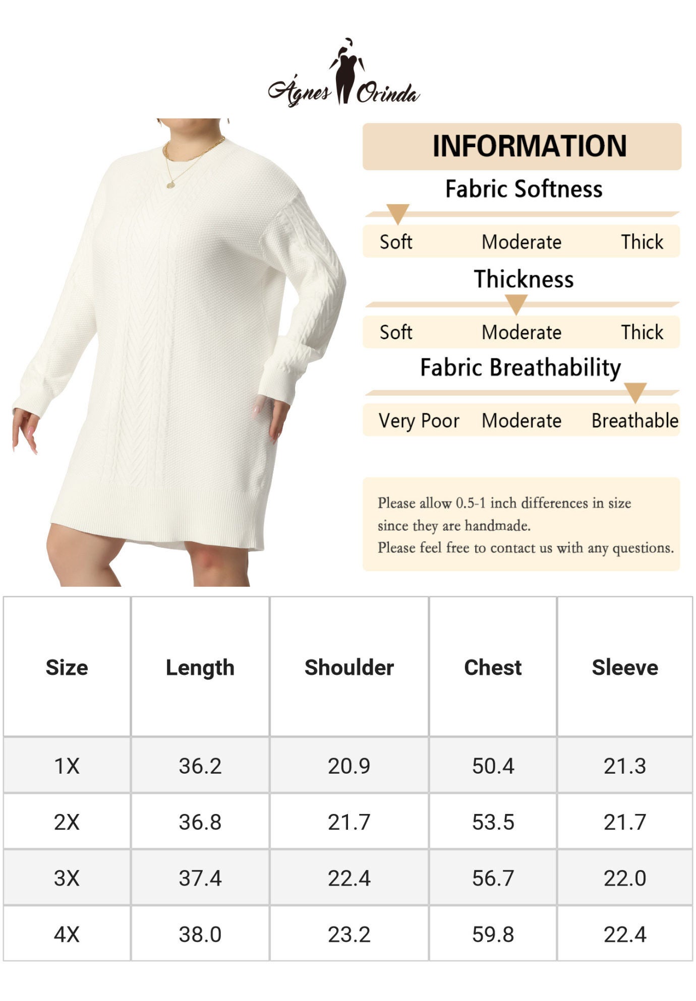 CREWNECK LONG SLEEVE KNIT TUNIC PULLOVER SHORT SWEATER DRESS, White / White, alternate image number 4