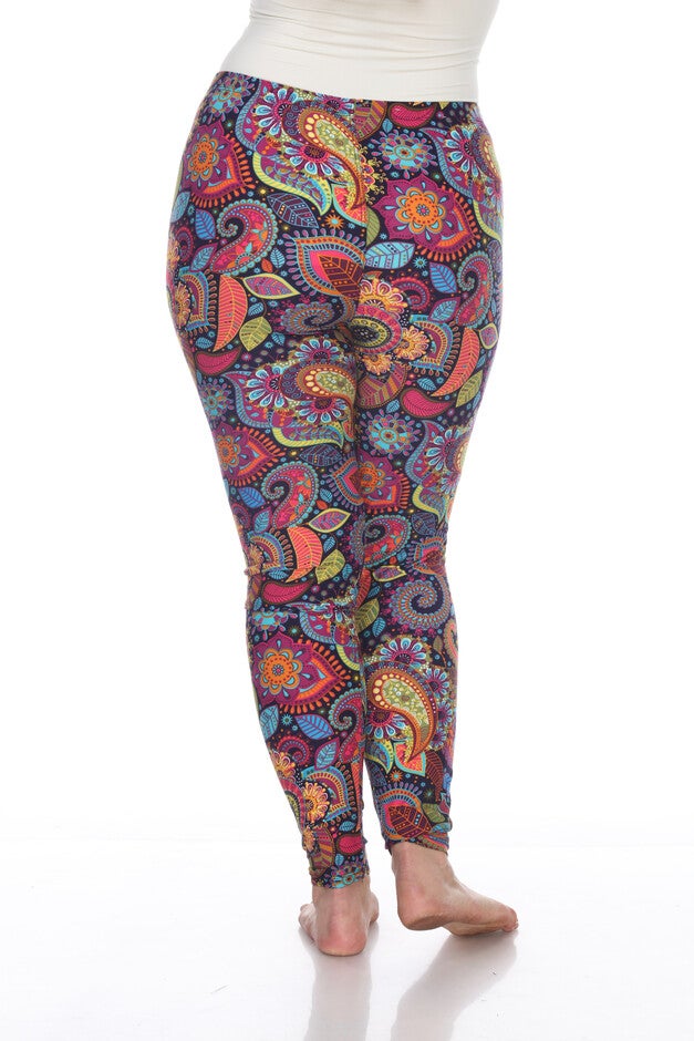 Printed Paisley Leggings, Multi Color Paisley / Gold, alternate image number 2