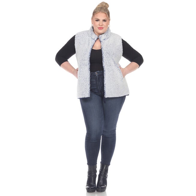Zip up sherpa vest, Sheep Blue / Light Blue, alternate image number 4
