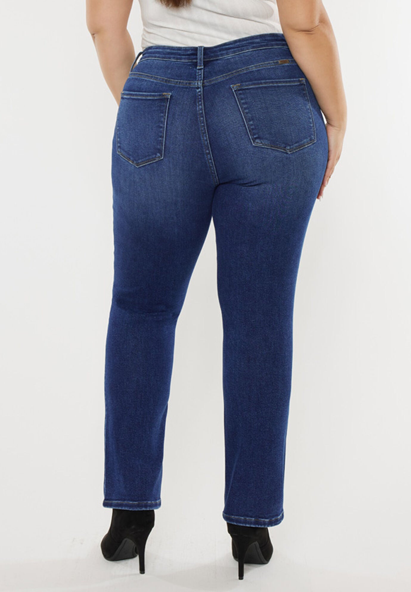 Alannah Essentials High Rise Slim Straight Leg Jeans (Plus Size), Dark Wash / Dark Wash, alternate image number 3