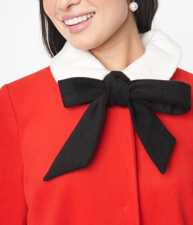 Smak Parlour Red & Black Bows Topper Coat, Red Black Bows / Red, alternate image number null