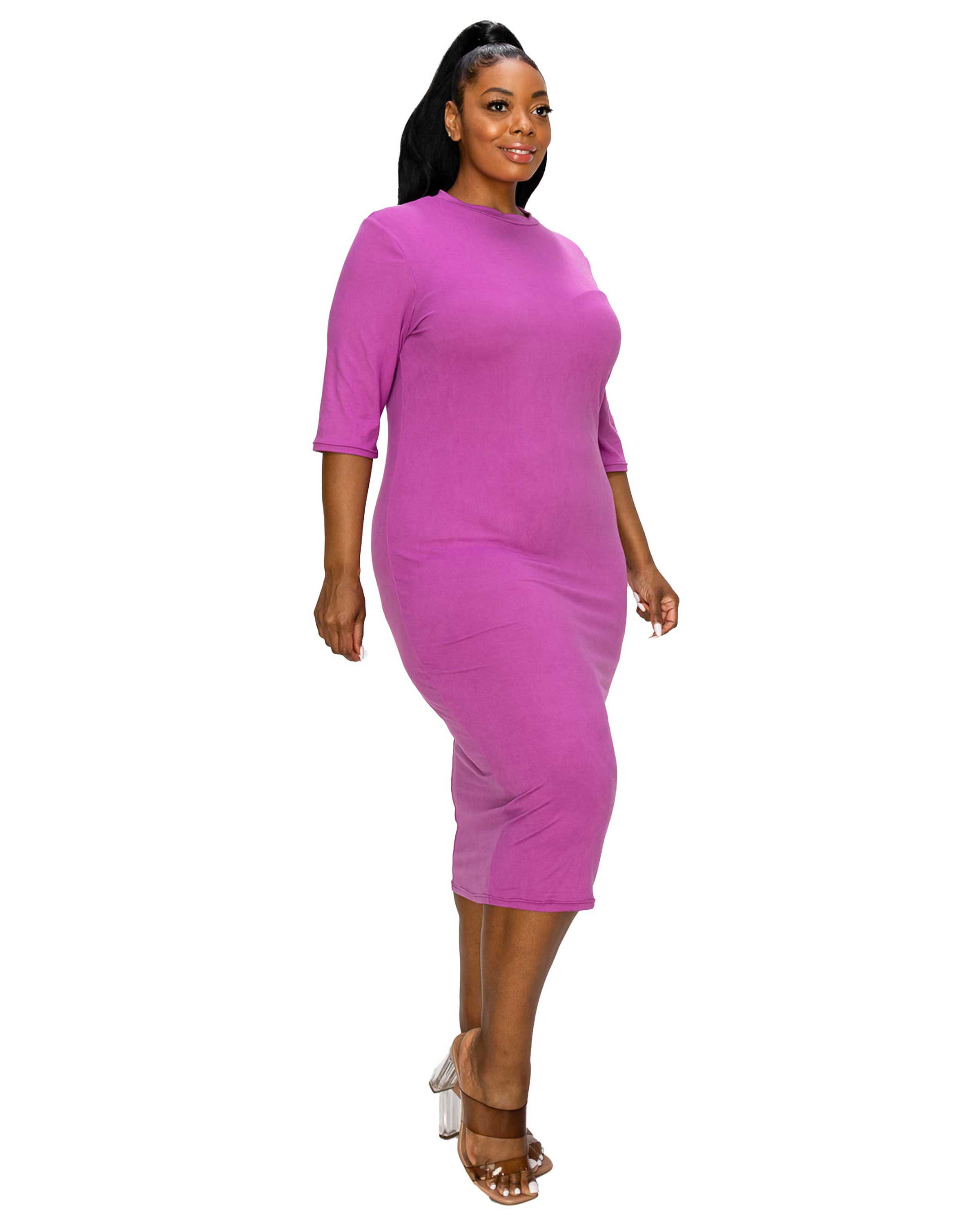 MONA MIDI DRESS, Purple / Purple, alternate image number 1