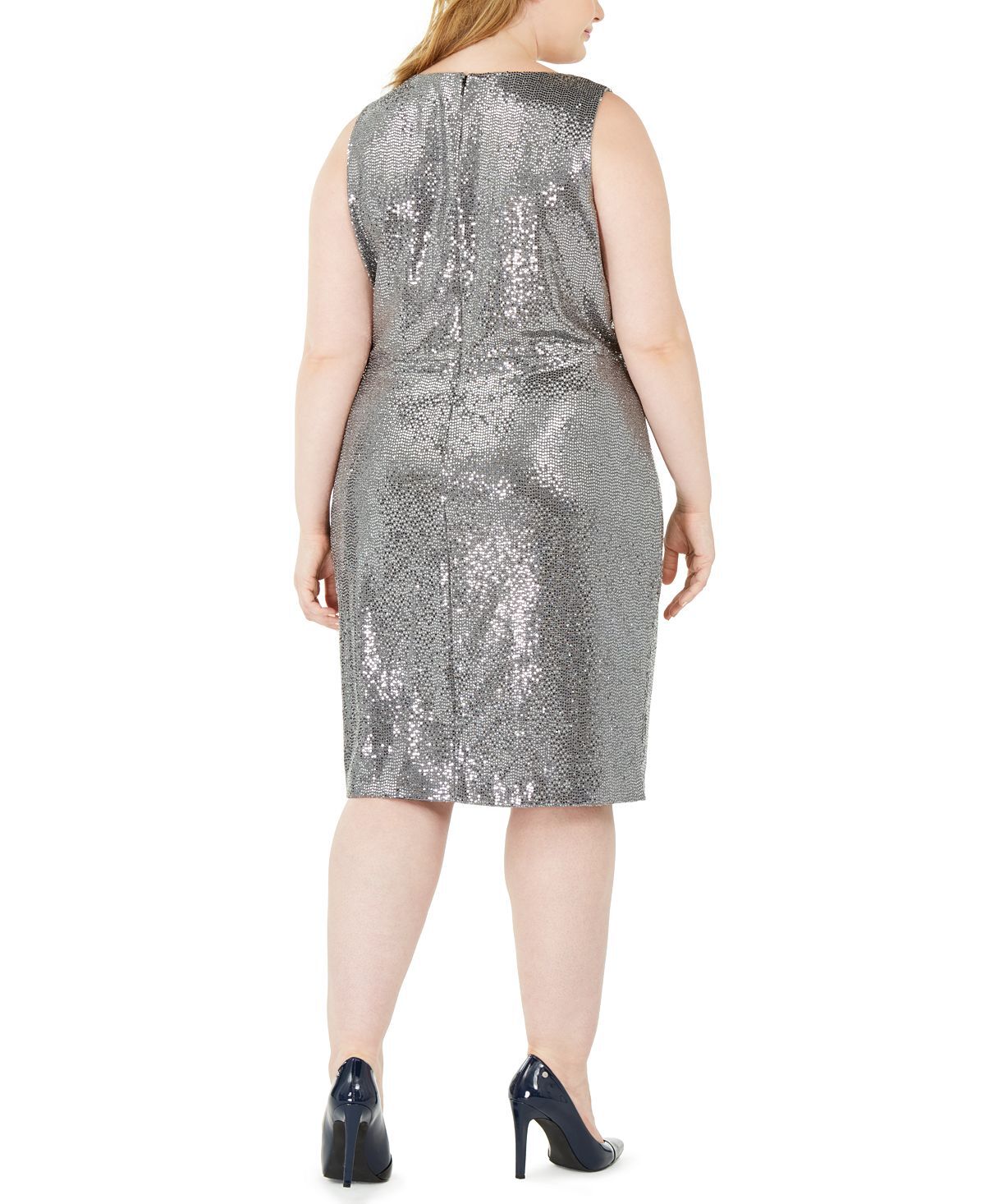 Calvin Klein Women's Plus Sequined Sheath Dress Gray Size 14W, , alternate image number 3