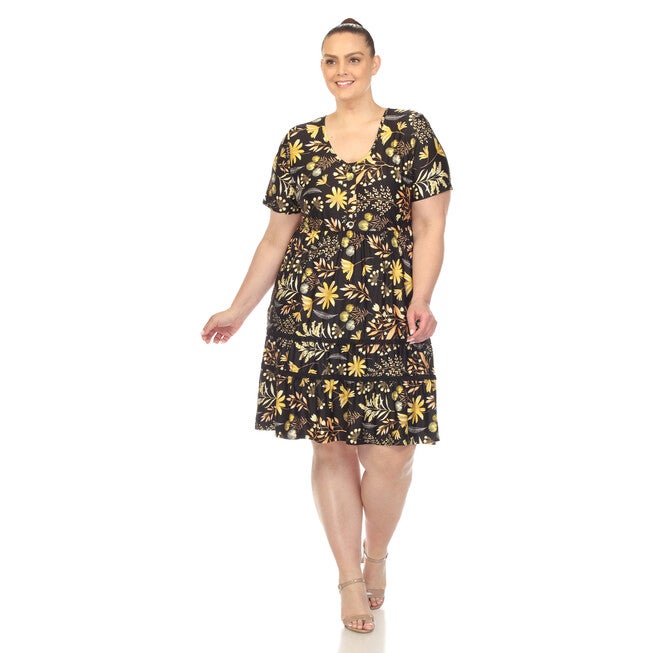 White Mark  Floral Short Sleeve Knee Length Dress, , alternate image number 9