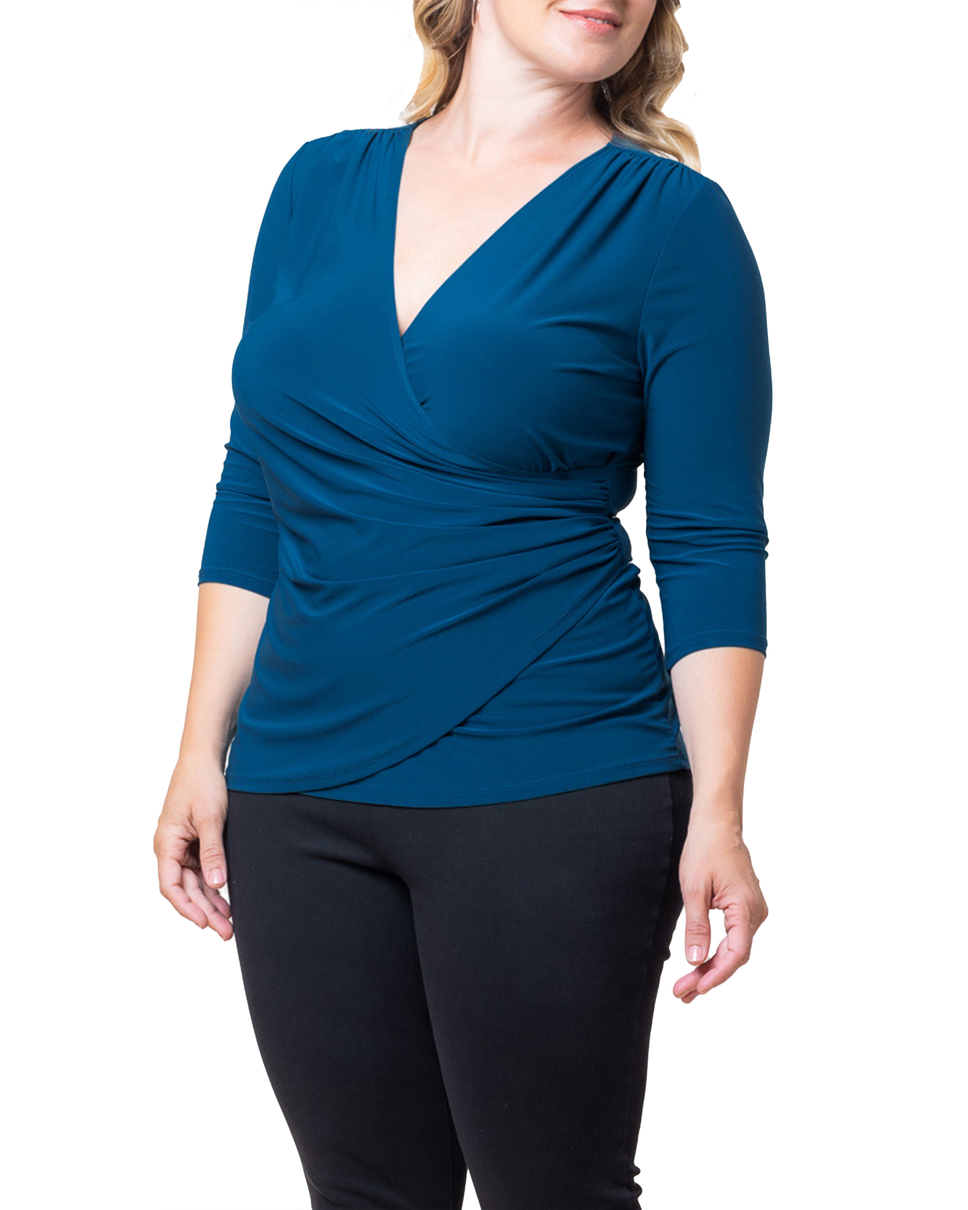 Femme Fatale Faux Wrap Top, AEGEAN BLUE / Teal, alternate image number 3