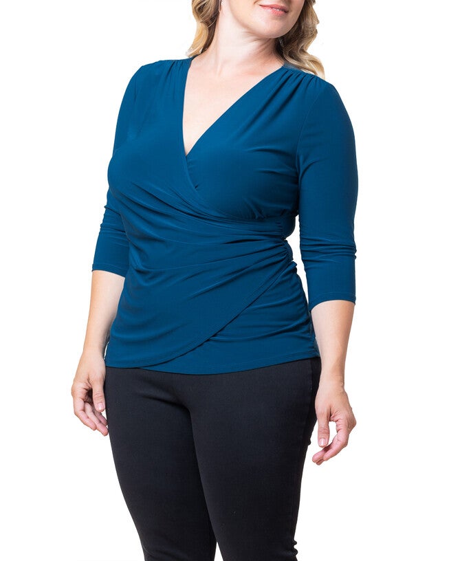 Femme Fatale Faux Wrap Top, AEGEAN BLUE / Teal, alternate image number 3