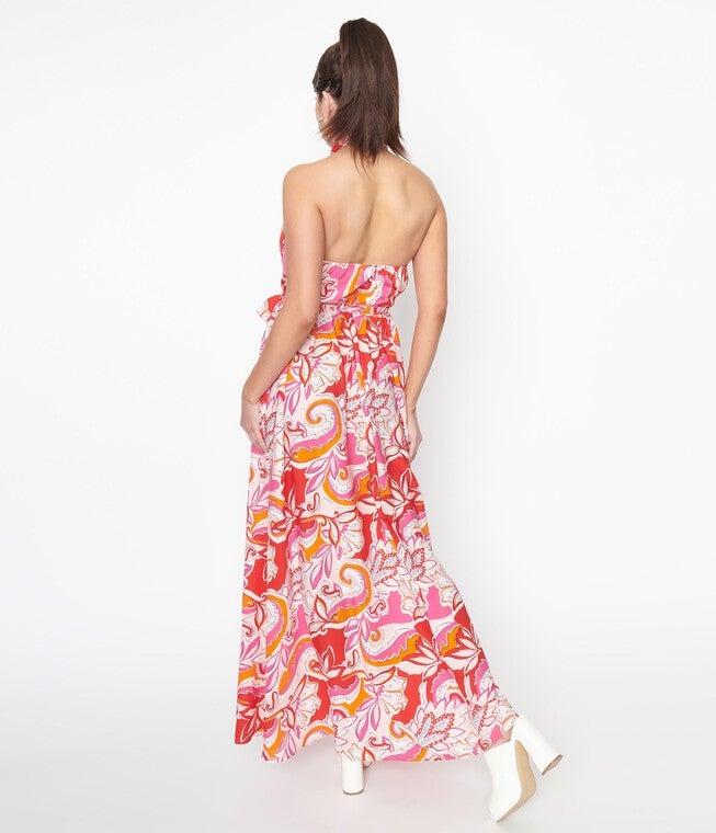 Smak Parlour Pink & Red Floral Budding Romance Maxi Dress, Pink Red Floral / Pink, alternate image number 2