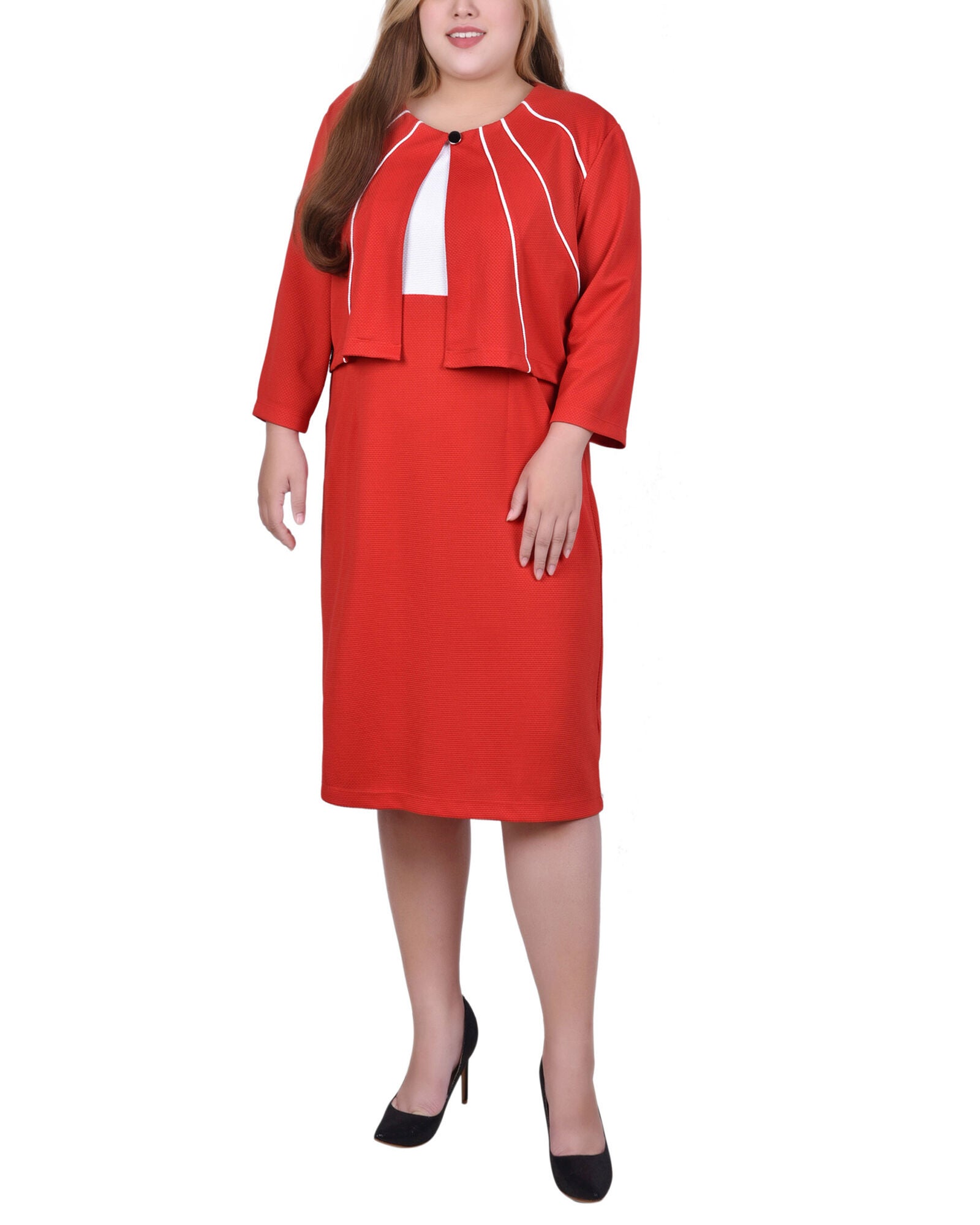 2 Piece Dress Set, Red, hi-res image number 0