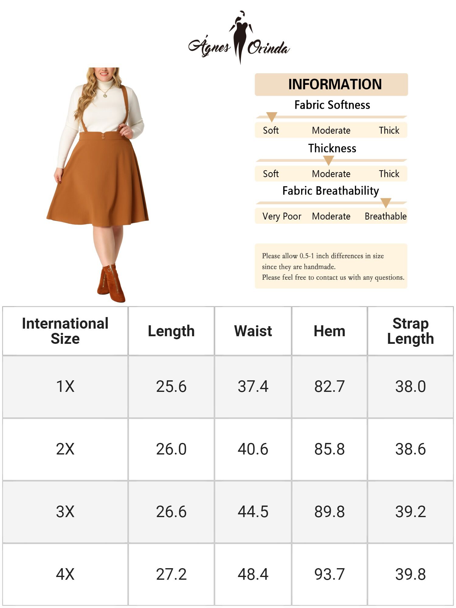 Overall Suspender Braces Dress Detachable Strap Short Skirt, Brown / Brown, alternate image number 4