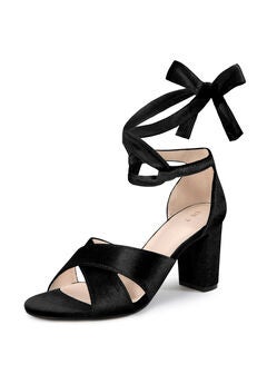 Chunky Heel Cross Strap Lace Up Velvet Sandals