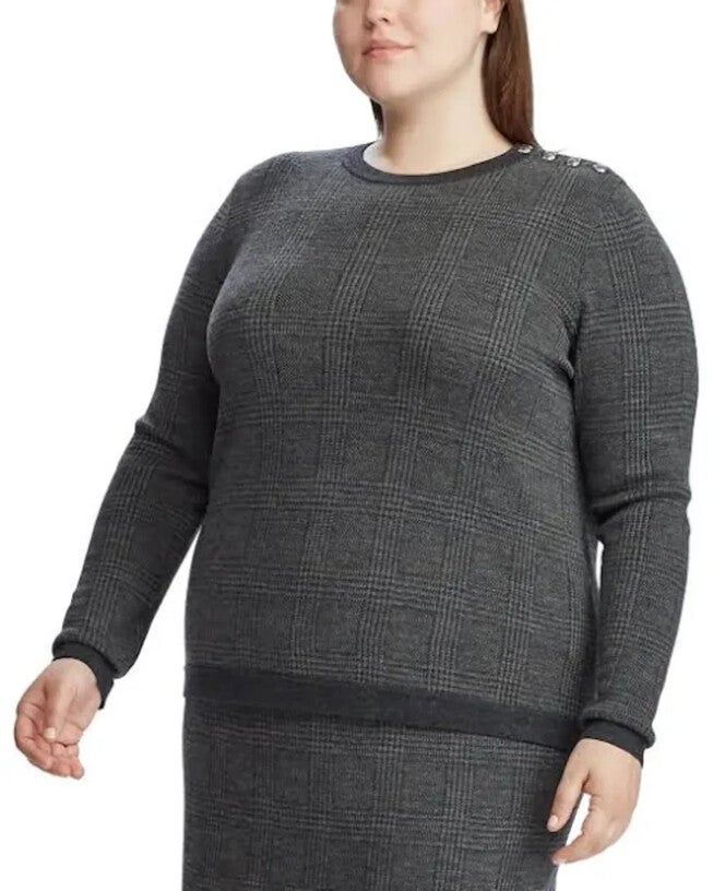 Lauren Ralph Lauren Plus Merino-Wool Sweater Gray Size 1X, Gray / Charcoal Grey, hi-res image number 0