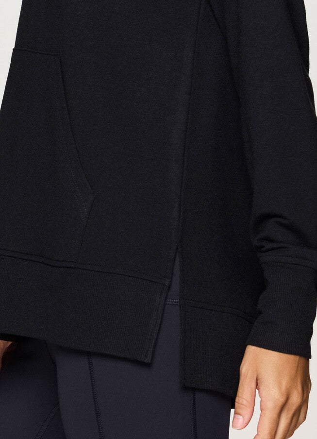 Plus Long Weekend Hoodie Tunic, Black / Black, alternate image number 3