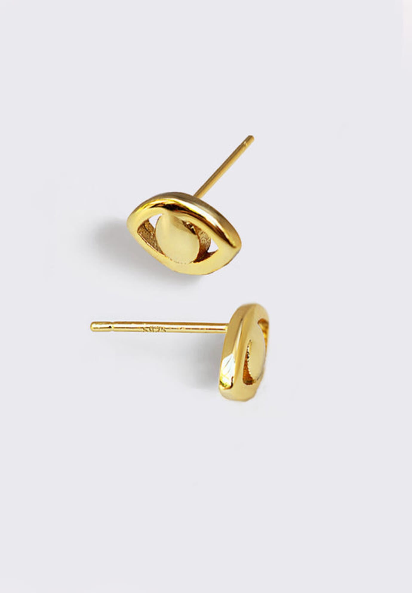 EVIL EYE Stud Earrings, Gold / Gold, alternate image number 6