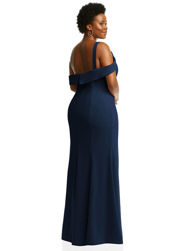 One-Shoulder Draped Cuff Maxi Dress with Front Slit | Dia & Co One-Shoulder Draped Cuff Maxi Dress with Front Slit | Dia & Co