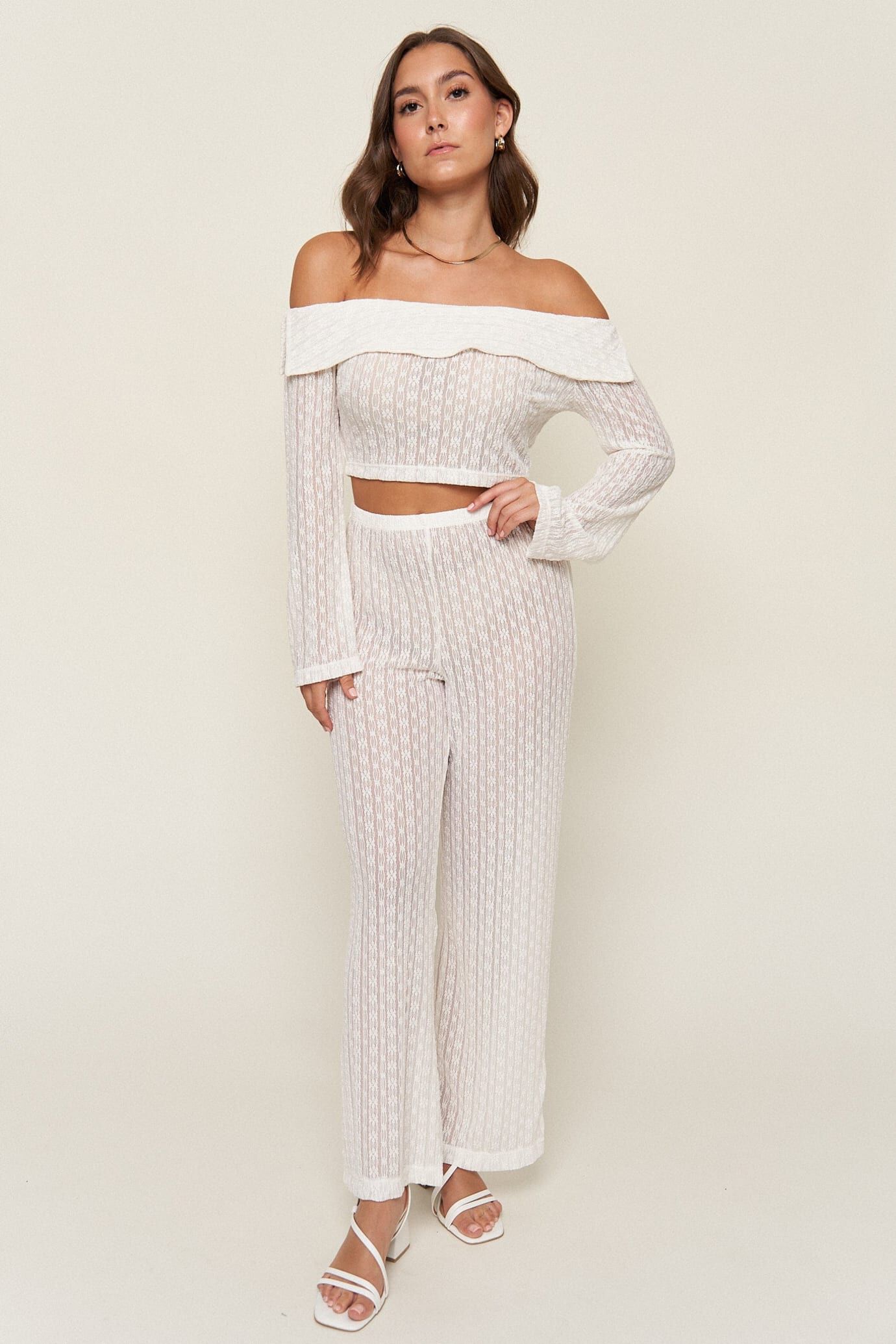 Jackie Lace Top, White / White, alternate image number 3