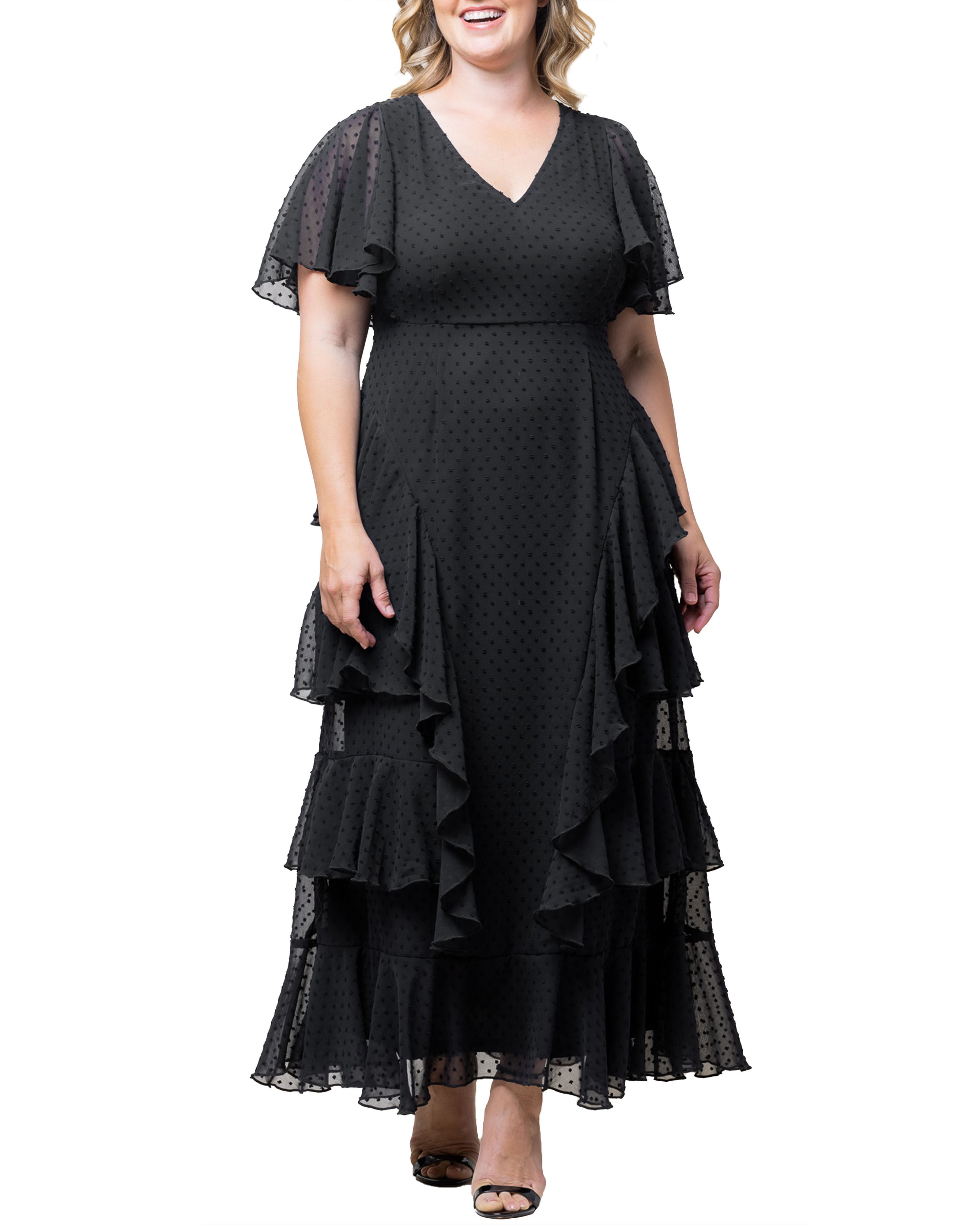 Tour de Flounce Chiffon Evening Gown, ONYX / Black, hi-res image number 0