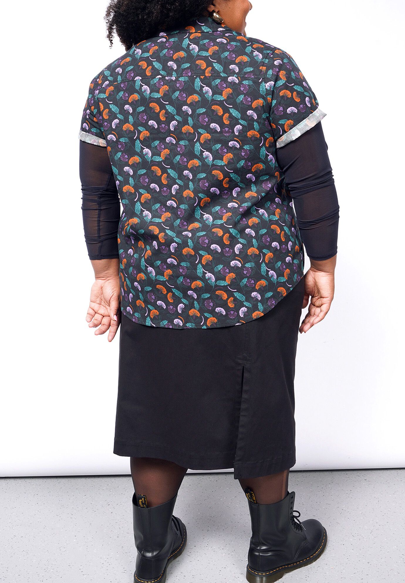 The Essential Button Up, DANDELION BLACK MULTI / Black, alternate image number 2