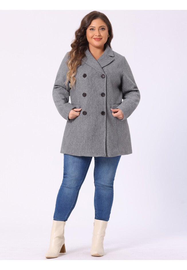 NOTCHED LAPEL DOUBLE BREASTED COAT, Grey / Light Grey, hi-res image number 0