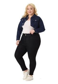 WASHED BUTTON JEAN CROP DENIM JACKET