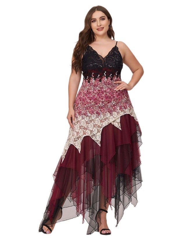 V Neck Asymmetrical Hems Cocktail Dresses, , alternate image number 8