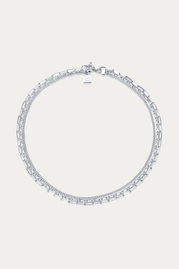 WARRANT TRIPLE CHAIN NECKLACE IN SILVER, Silver / Silver, hi-res image number null