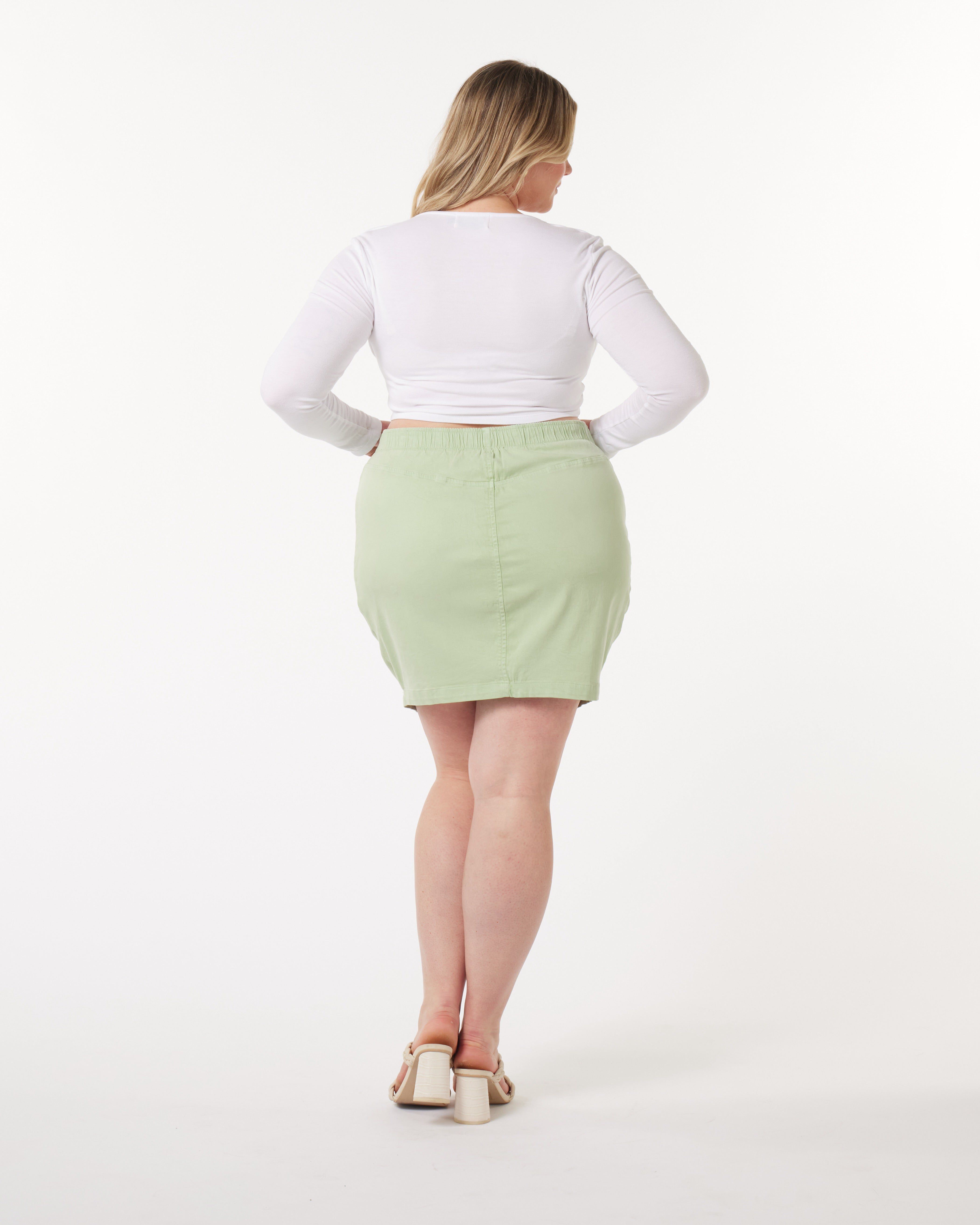 Leah Cotton Tencel Cargo Mini Skirt, Sage / Sage Green, alternate image number 3