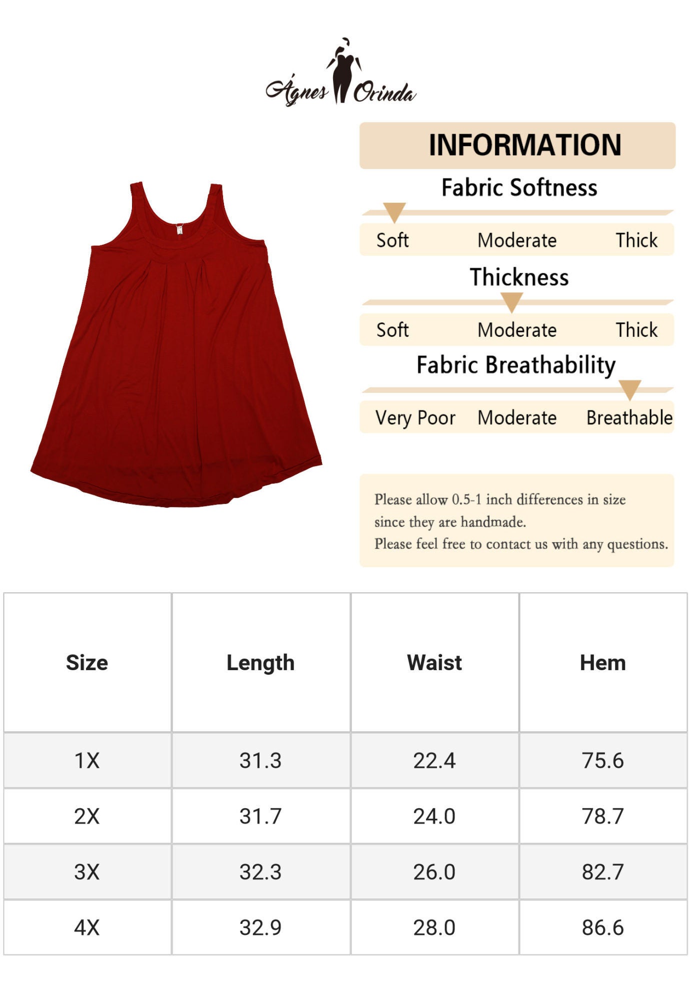 SLEEVELESS SLEEPWEAR WIDE STRAP SLEEPSHIRTS PLEATED SCOOPNECK NIGHTSHIRT, Red / Red, alternate image number 1