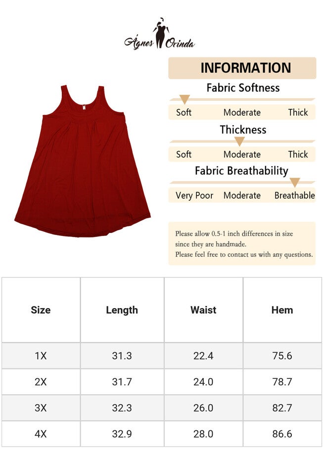 SLEEVELESS SLEEPWEAR WIDE STRAP SLEEPSHIRTS PLEATED SCOOPNECK NIGHTSHIRT, Red / Red, alternate image number 1