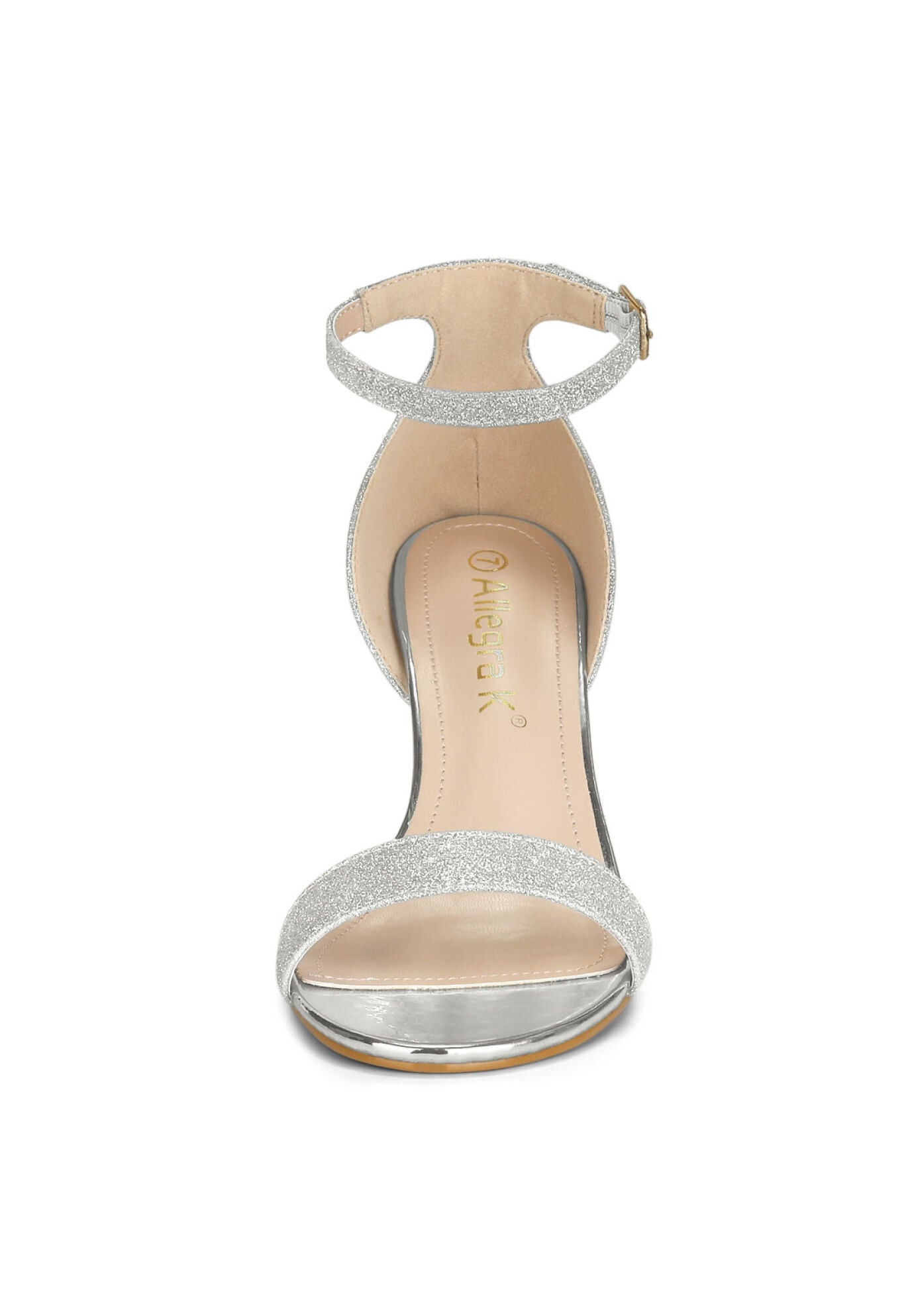 Glitter Ankle Strap Stiletto Heel Sandals, Silver / Silver, alternate image number 1