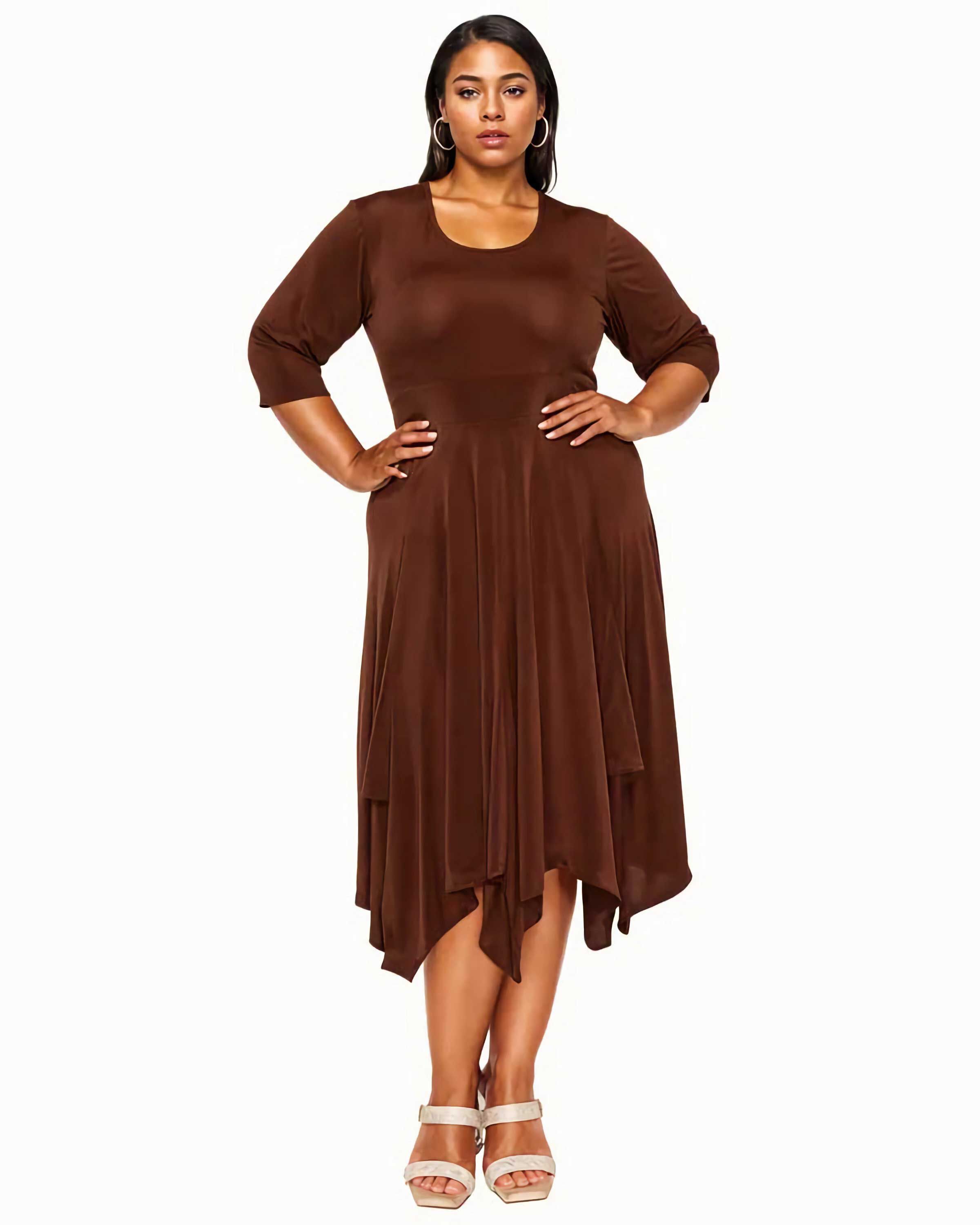 Shay Handkerchief Hem Dress, Brown / Brown, hi-res image number 0