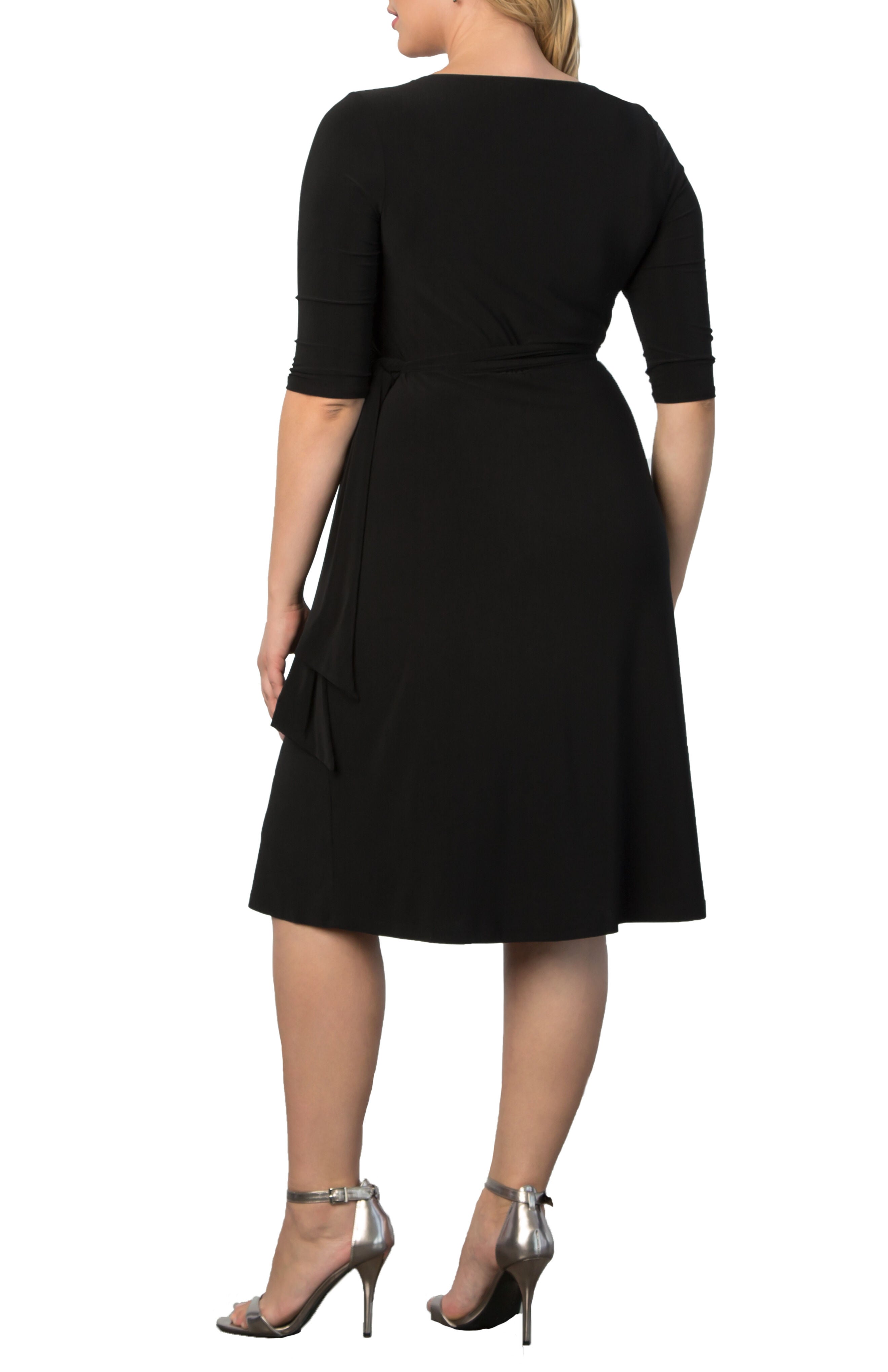 Sweetheart Knit Wrap Dress, BLACK NOIR / Black, alternate image number 2
