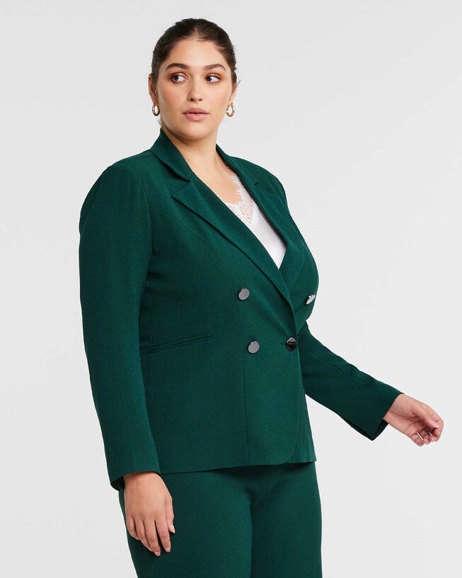 Clever Double Breasted Black Blazer, Grove Green / Forest Green, alternate image number null