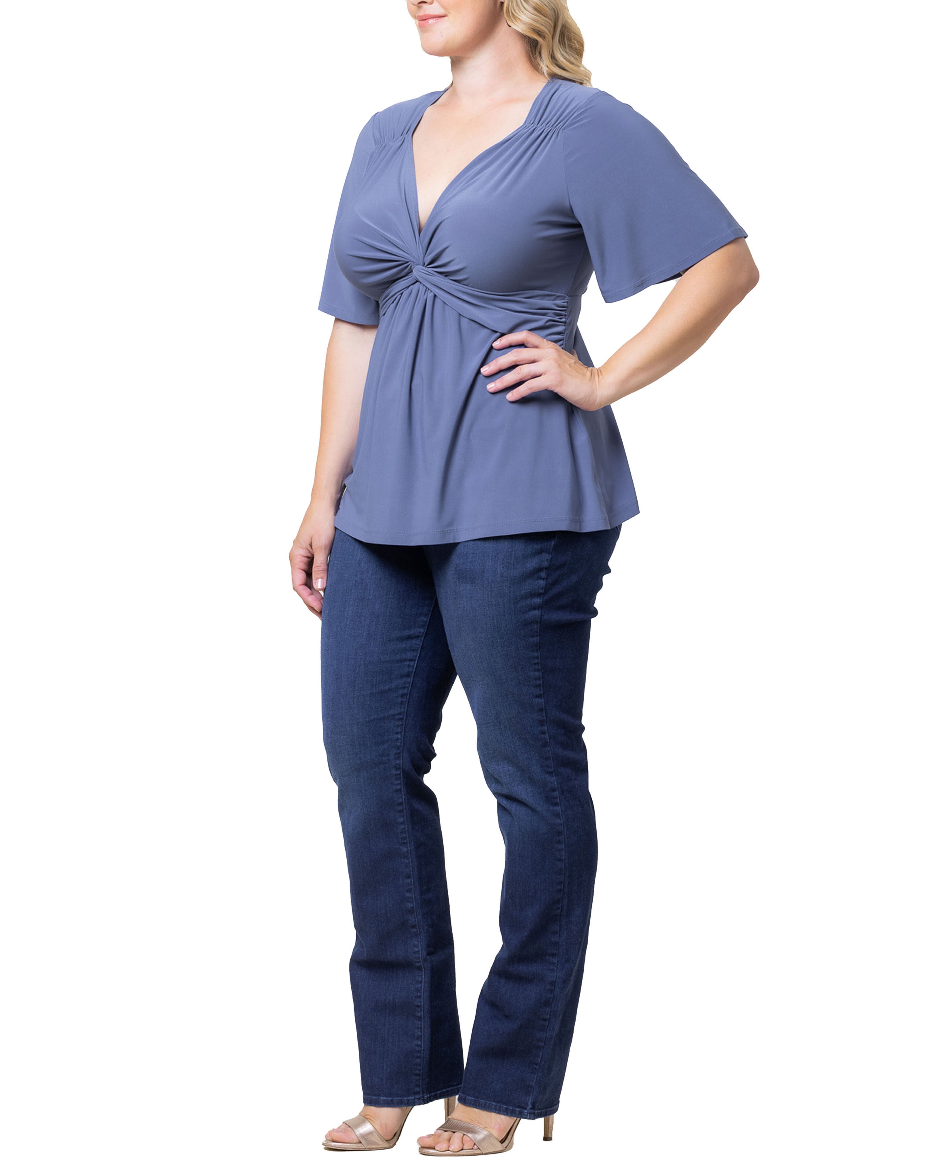 Abby Twist Front Top, SLATE BLUE / Dusty Blue, alternate image number 4