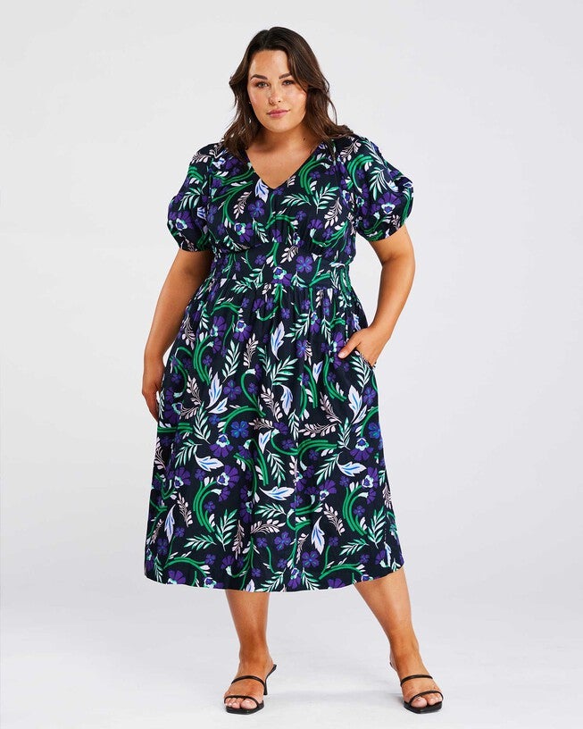 Ultraviolet Floral Dress, Print / Black, hi-res image number null