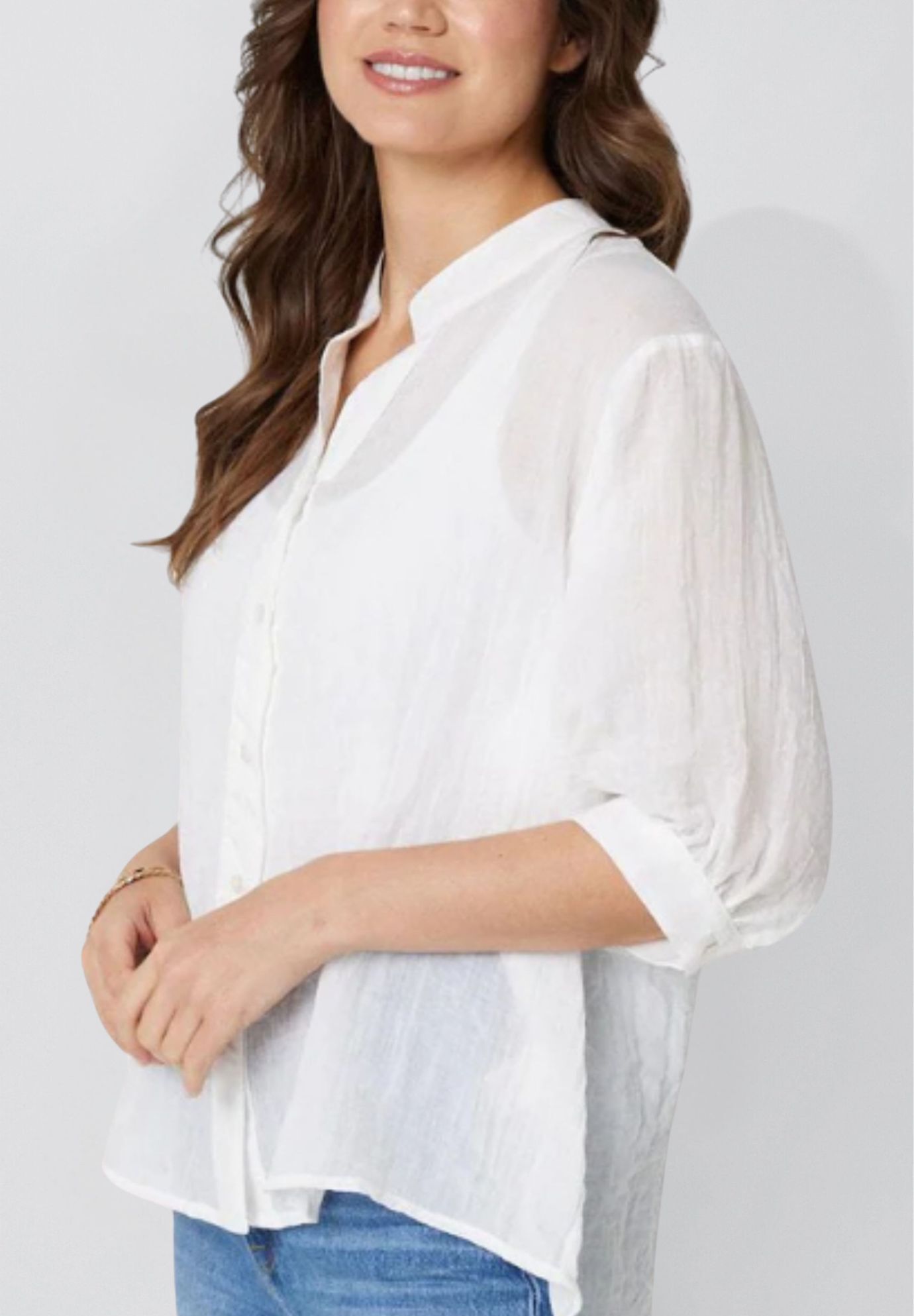 Annick- Lilou On-Off Shoulder Ditsy Floral Maxi Dress Front Slits, White / White, alternate image number 2