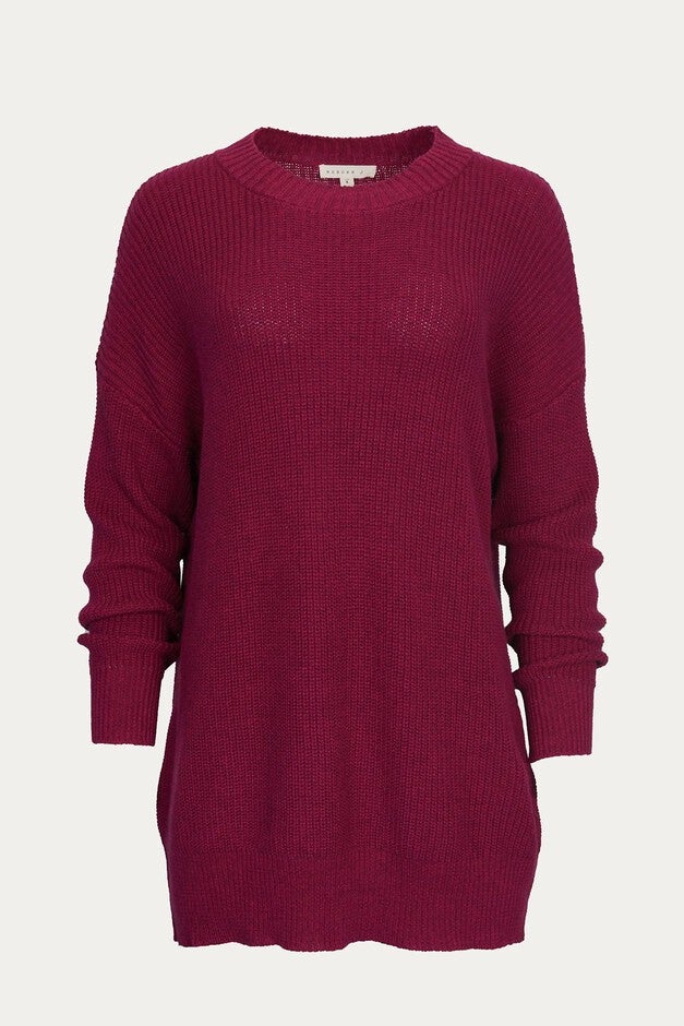 RIBBED-KNIT COTTON SWEATER IN PLUM, Plum / Red, hi-res image number 0