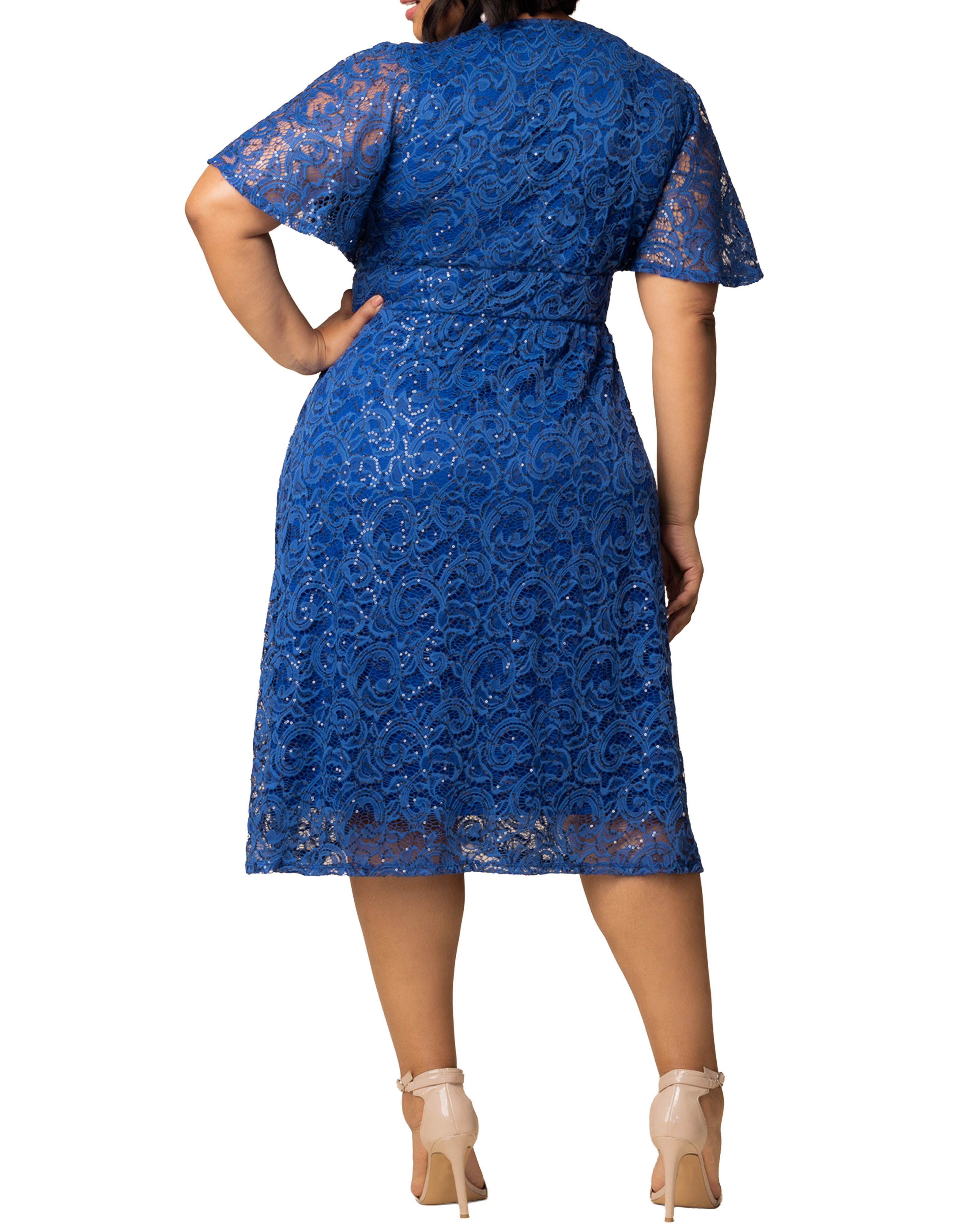 Starry Sequin Lace Cocktail Dress, SAPPHIRE / Royal Blue, alternate image number 2