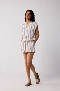 Regular Drawstring Shorts in Stripes