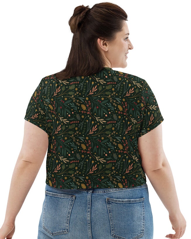 Festive Flora Crop Tee, Hunter Green / Hunter Green, alternate image number null
