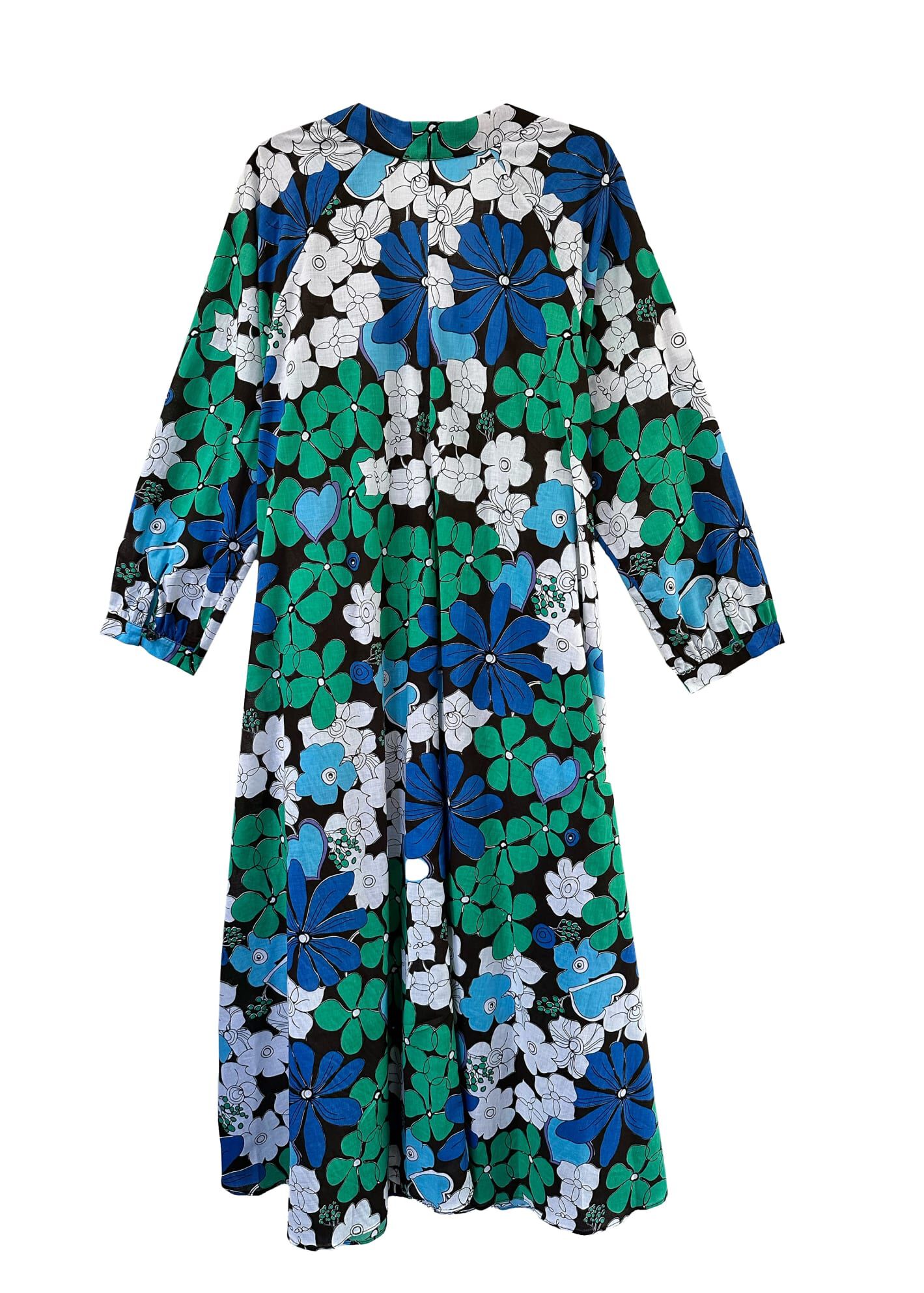 Denni Weekend Dress, 60s floral / Kelly Green, alternate image number 1