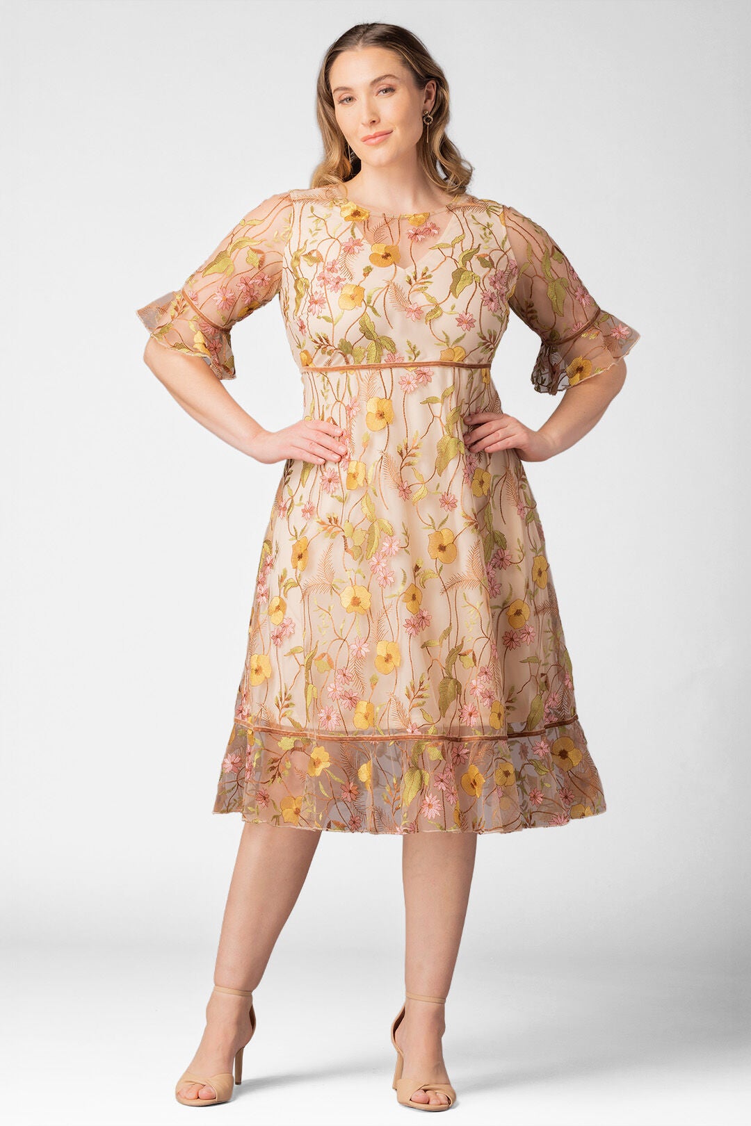 Wildflower Embroidered Dress, Sunkissed Garden / Ivory, hi-res image number 0