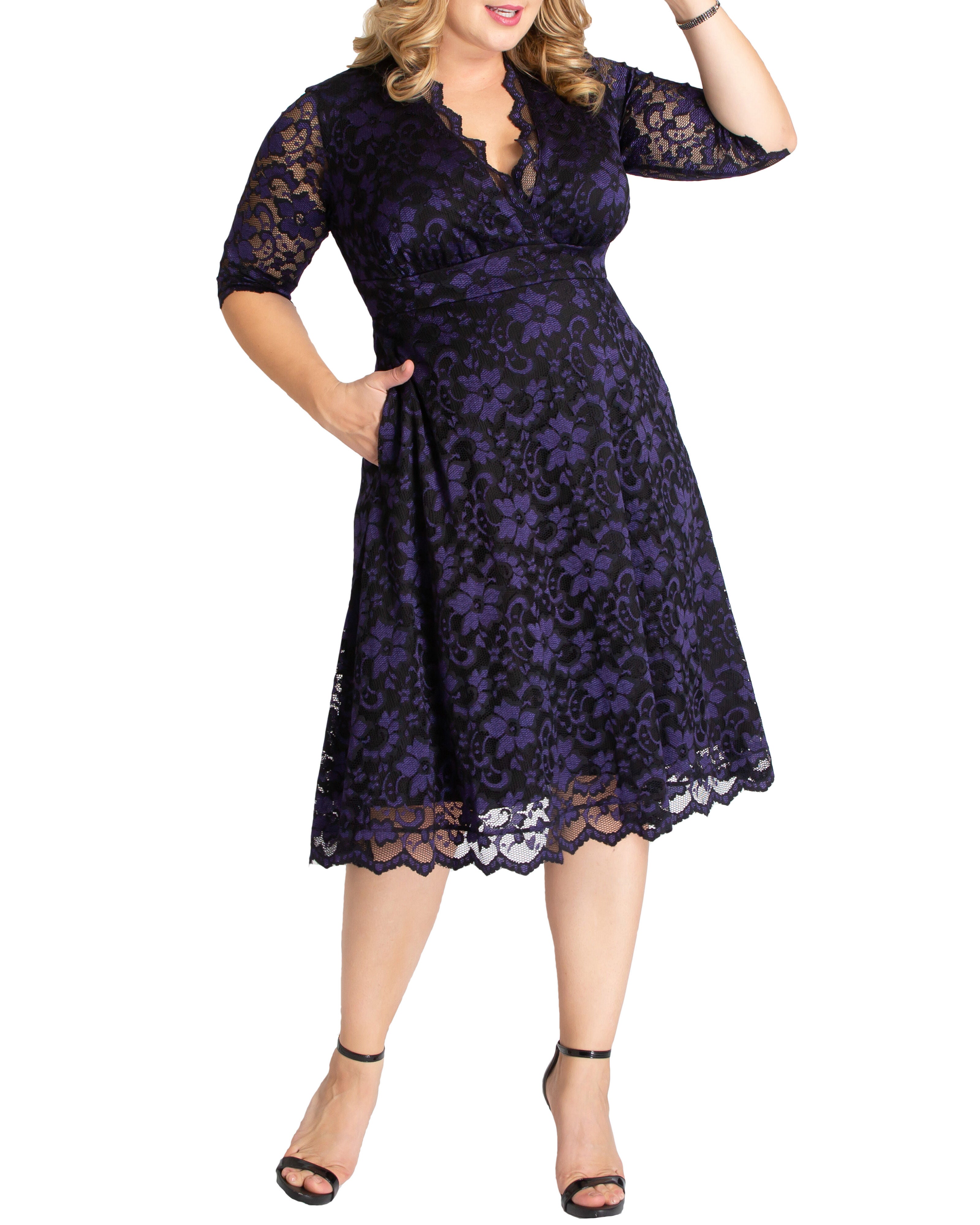 Mon Cherie Lace Dress, VIOLET NOIR / Black, alternate image number 1